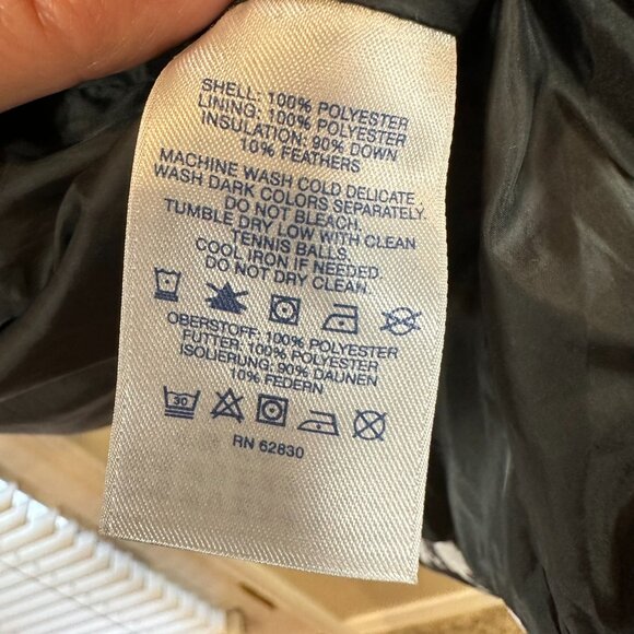 Land's End Black and White Dragon Tooth Down Filled Puffer jacket, size M, 10-12 - Picture 4 of 9